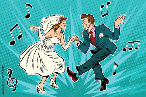dancing bride and groom