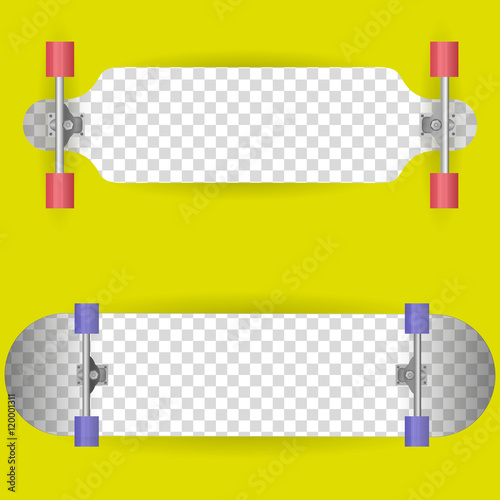 Vector illustration of the two longboard. Isolated on yellow.