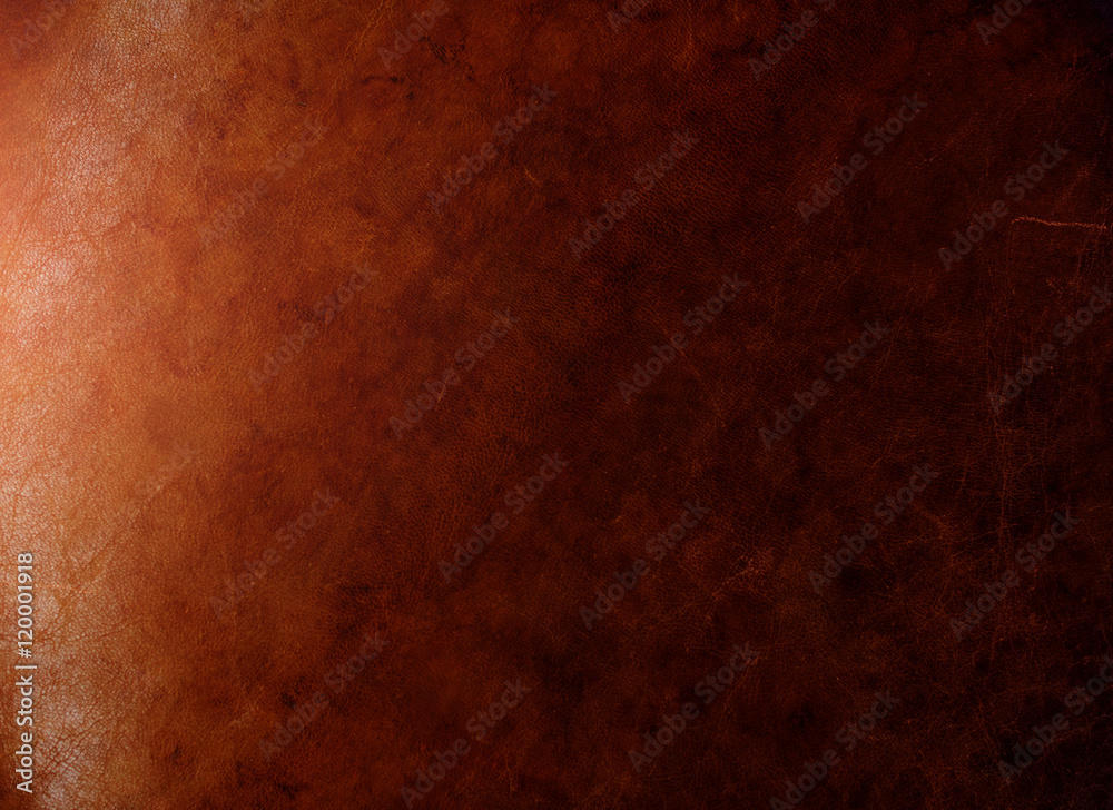 Fototapeta premium Old Vintage Leather Texture Background with Burst Light at left