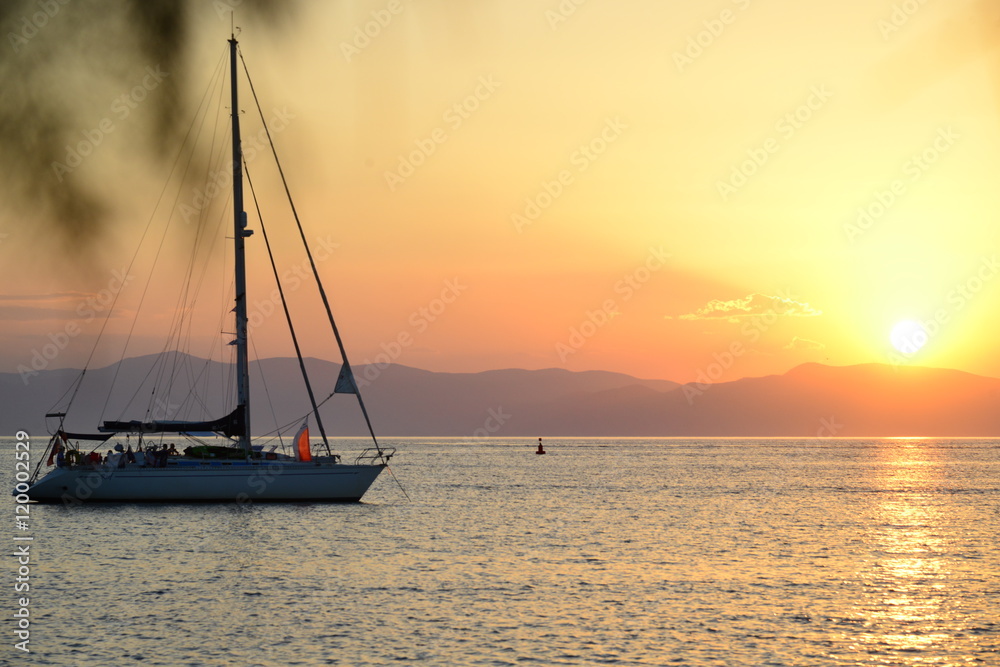 Majestic sunset Greek Islands yachting holidays