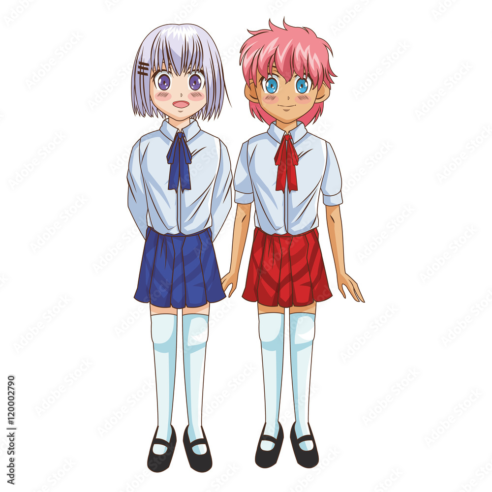 Cartoon and happy student girl kid. Anime manga and comic theme. Colorful and isolated design. Vector illustration Cartoon and happy student girl kid. Anime manga and comic theme. Colorful and isolated design. Vector illustration