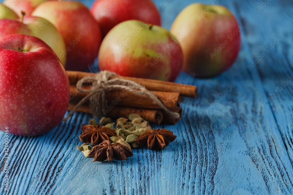 fresh apples on wooden table fresh apples on wooden table