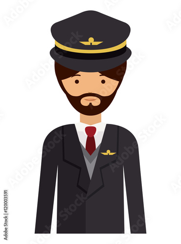 pilot man and cartoon icon. profession worker and occupation theme. Isolated design. Vector illustration