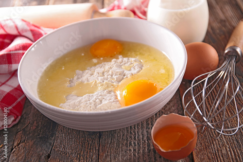 bowl with flour and egg