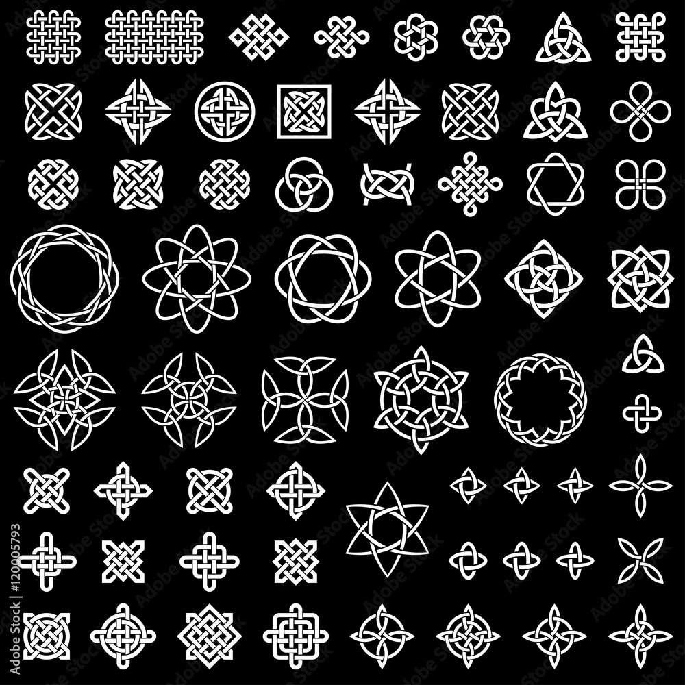 50+ collection of Celtic, Asian (Chinese, Korean, etc.) and other knots for use in your creative projects (vector illustration)