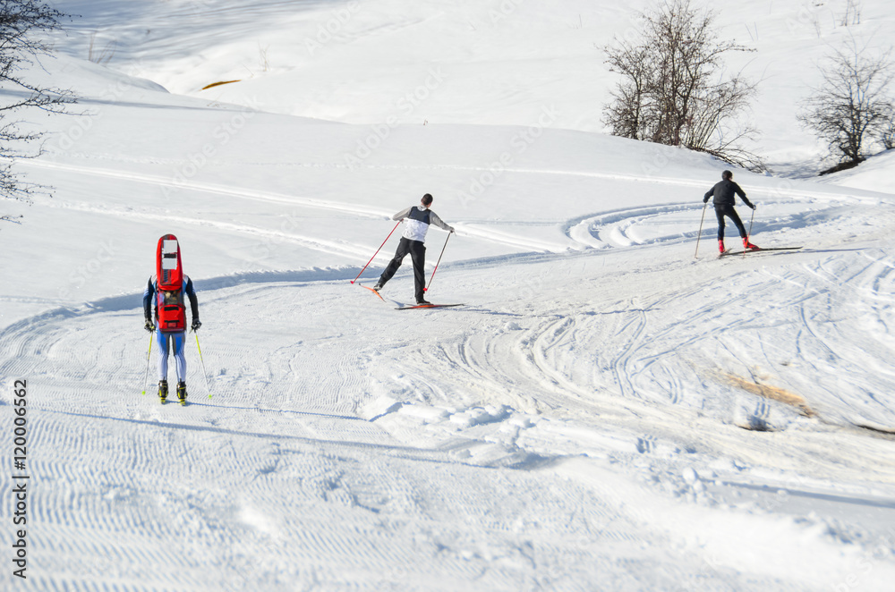 skiers, race in icy snow, Metsovo Ioannina Greece
