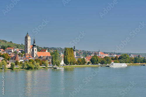 View over the Danube with the district Stein in the front and the city of Krems in the background