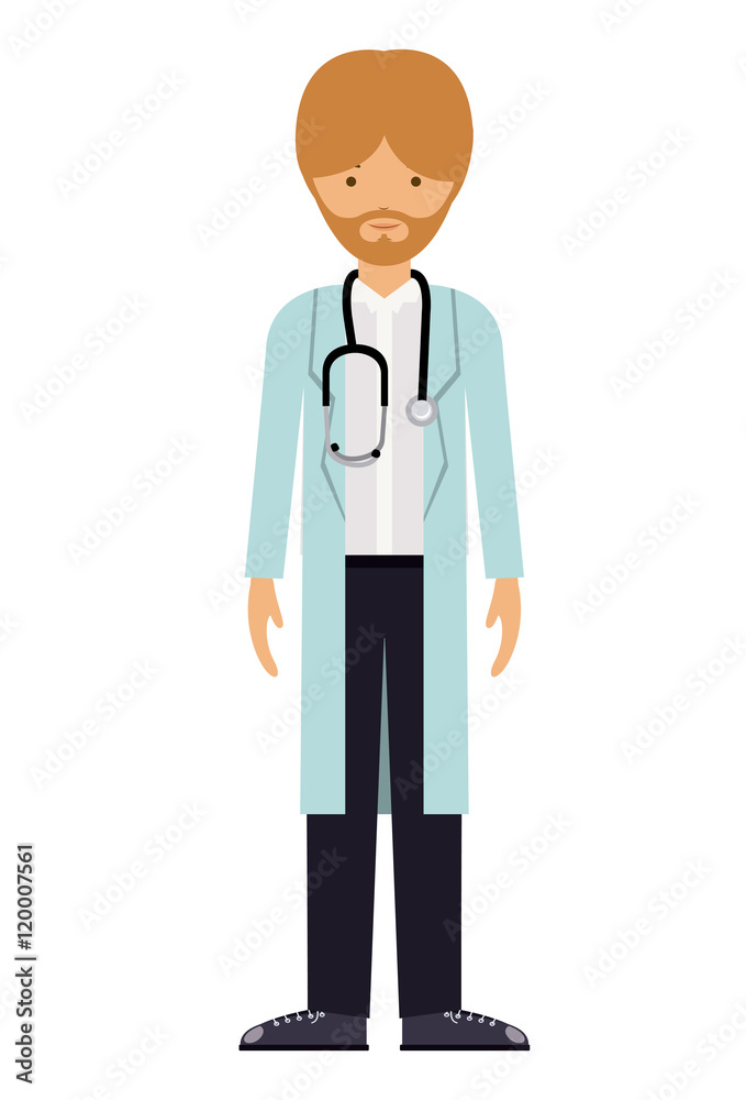 doctor man and cartoon icon. profession worker and occupation theme. Isolated design. Vector illustration