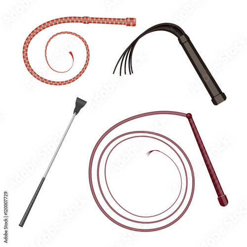 whip set vector illustration isolated on white background