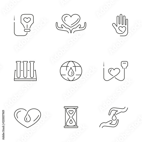 Blood donation icons set