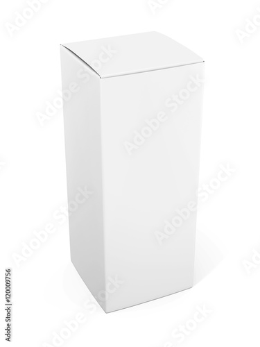 Blank vertical paper or cardboard box template standing on white © ilyarexi