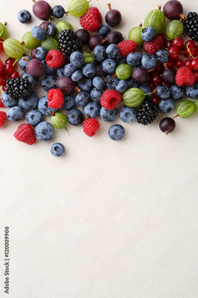 Fresh berries mix on concrete Fresh berries mix on concrete
