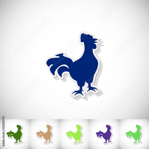 Cock. Flat sticker with shadow on white background