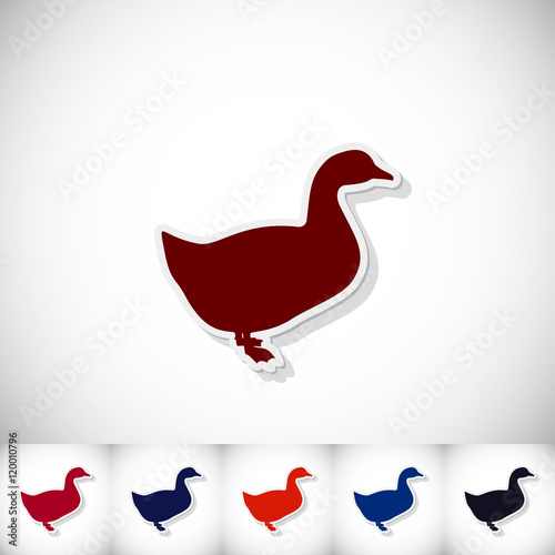 Duck. Flat sticker with shadow on white background