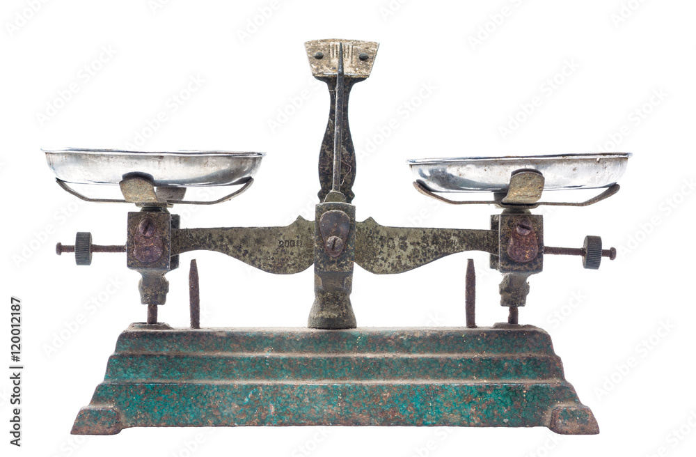 antique balance on white antique balance on white