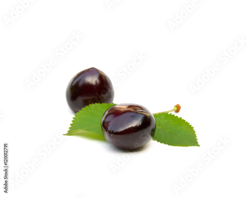 Sweet ripe cherries isolated on white background