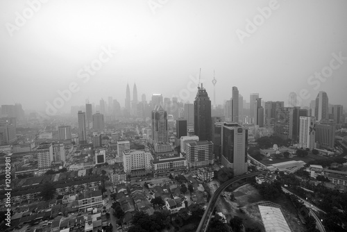 Malaysia - March 5  View of Kuala Lumpur city during bad haze  