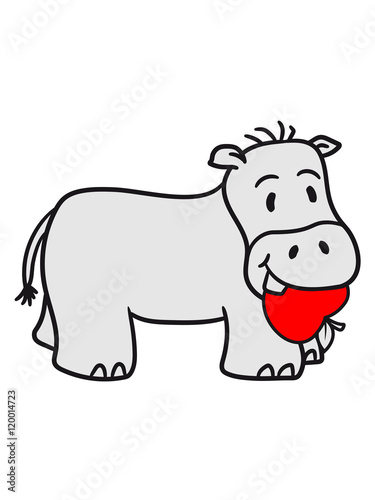 eating apple delicious hungry devour comic cartoon sweet little cute baby hippo happy child