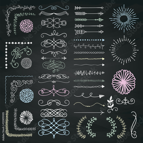 Set of Vector Decorative Hand Drawn Design Elements