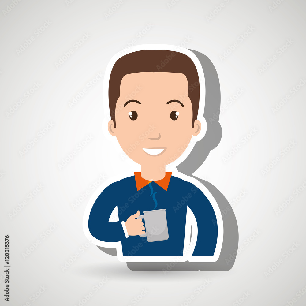 man young cup coffee vector illustration eps10 eps 10