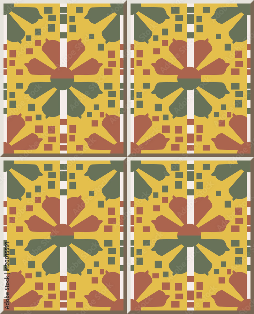 Ceramic tile pattern 442 square cross flower geometry