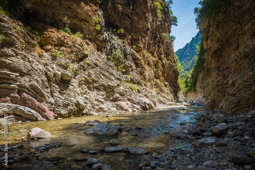 Mountain river gorge near Panta Vrexei in Evritania, Greece photo