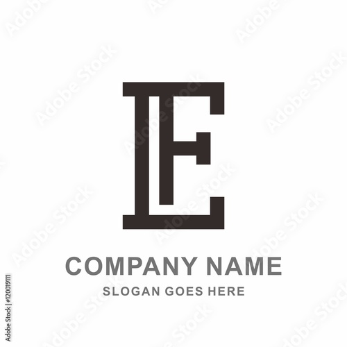 Monogram Letter L & F Simple Line Vector Logo Design Template