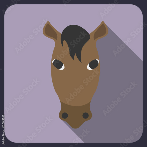 horse flat icon with long shadow