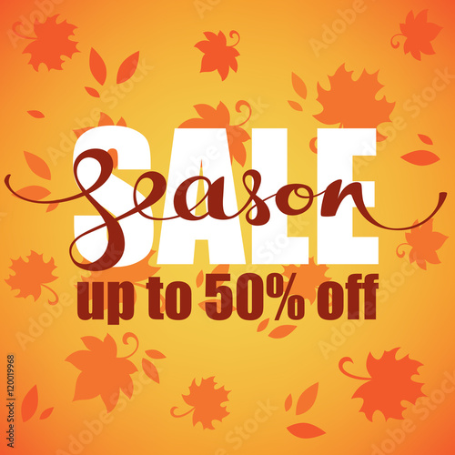 autumn season sale, lettering composition and leaves, for your b