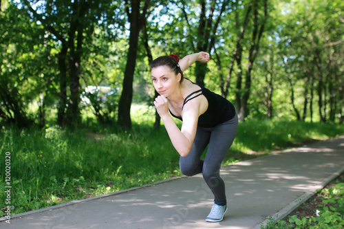 woman sport run in park outdoor © alexkich