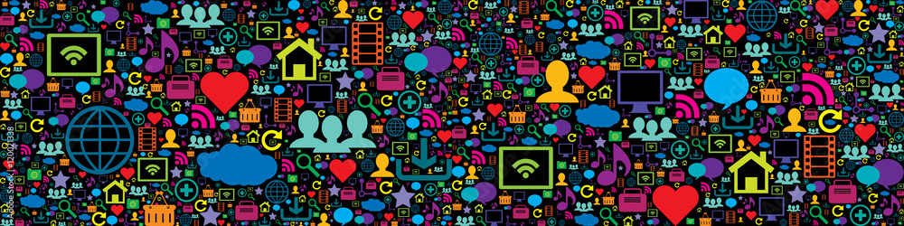 seamless pattern with social media and technology icons
