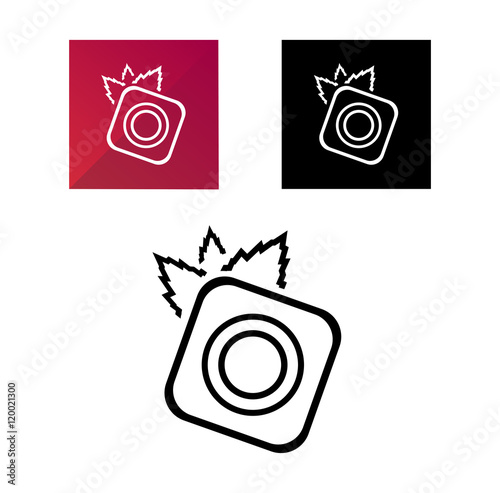 Nature photography symbol in three variants - camera with leaves - vector icon