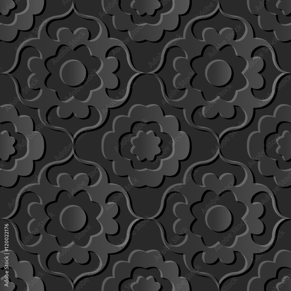 Dark 3D paper art 508 curve cross flower kaleidoscope
