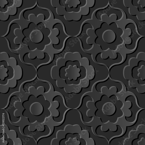 Dark 3D paper art 508 curve cross flower kaleidoscope 