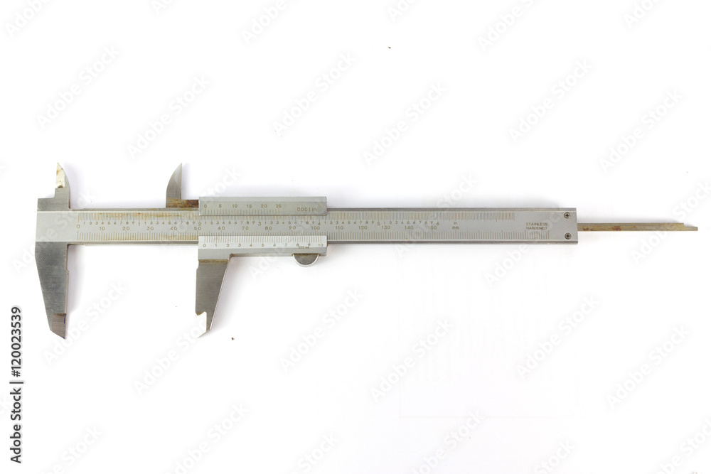 calipers. measuring instrument on white paper Background.