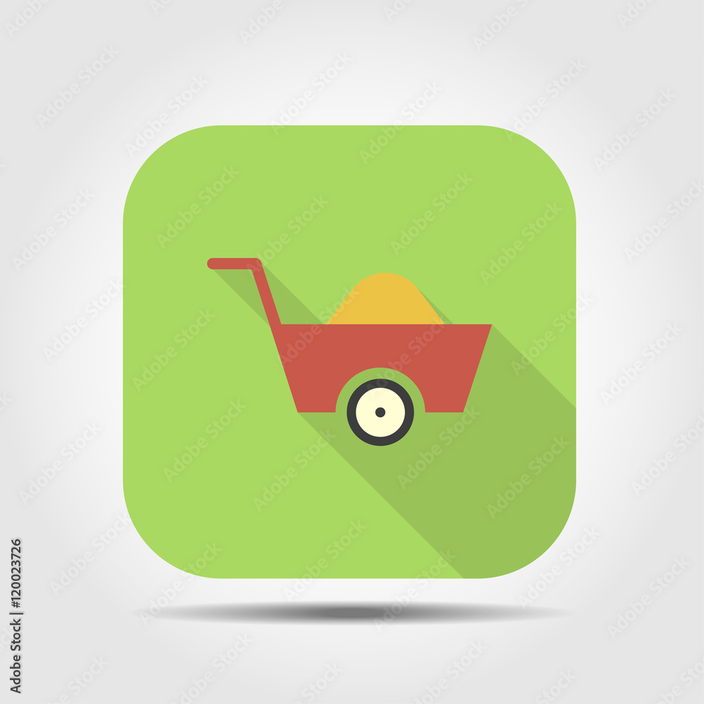 wheelbarrow flat icon with long shadow wheelbarrow flat icon with long shadow