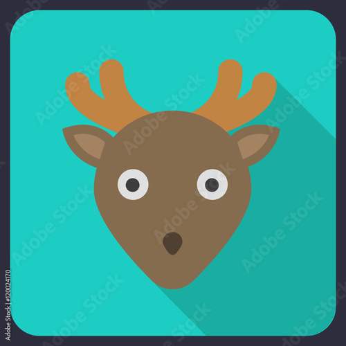 deer flat icon with long shadow