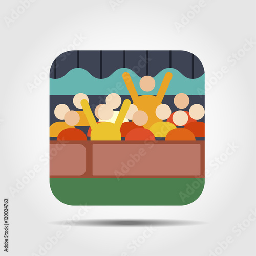 footbal fans flat icon with long shadow