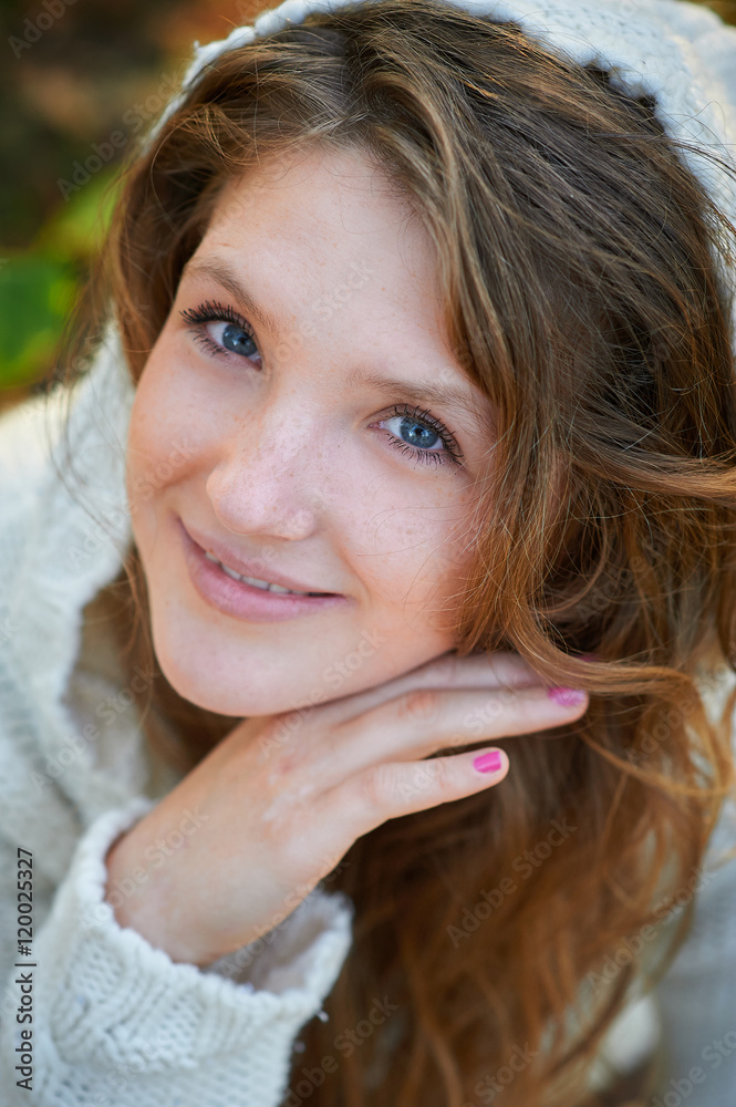 beautiful woman with make-up in the park beautiful woman with make-up in the park