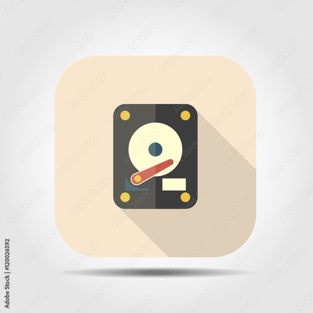 hard disc flat icon with long shadow hard disc flat icon with long shadow