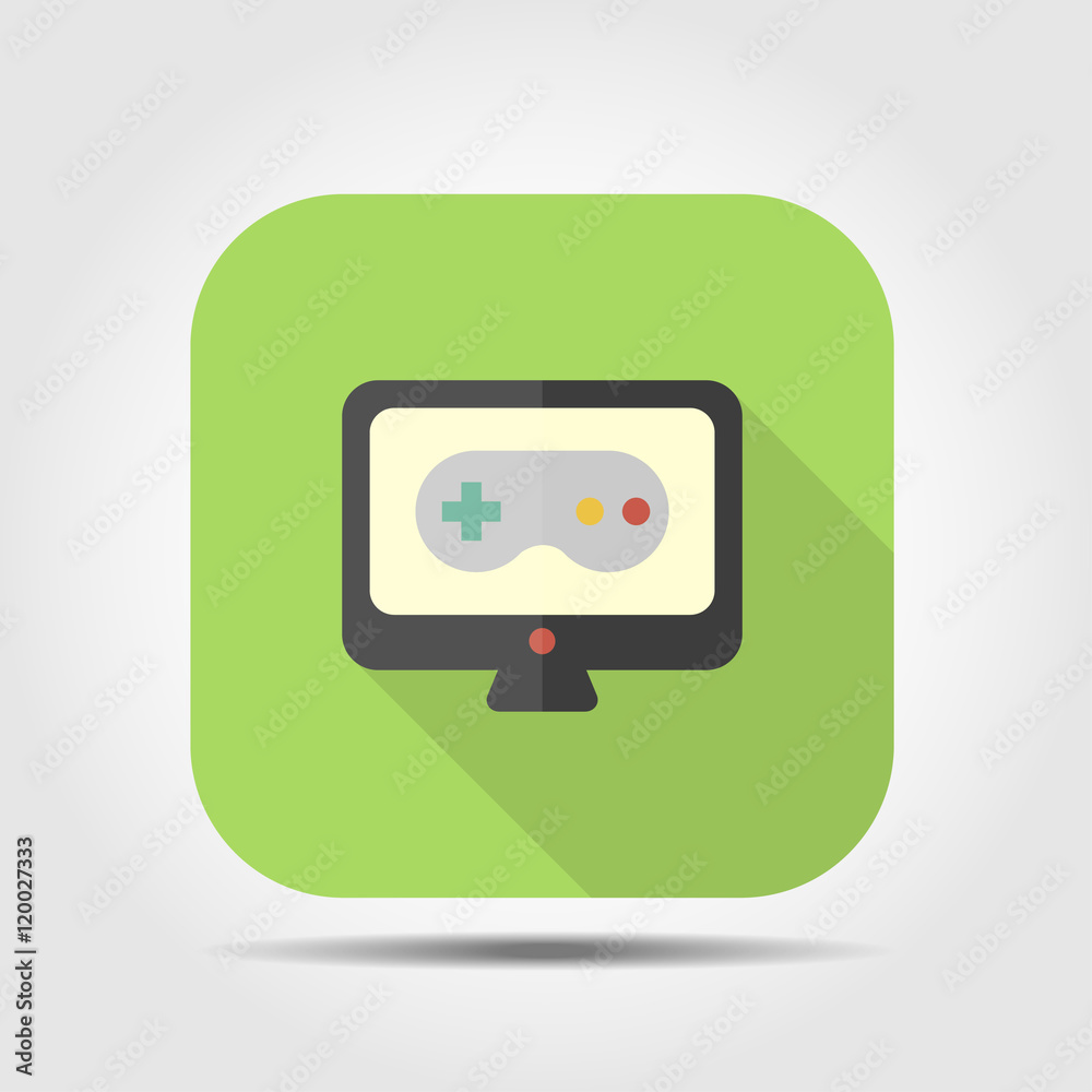 joystick and monitor flat icon with long shadow joystick and monitor flat icon with long shadow