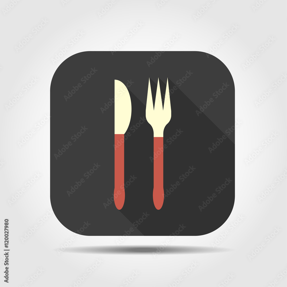 fork and knife flat icon with long shadow fork and knife flat icon with long shadow