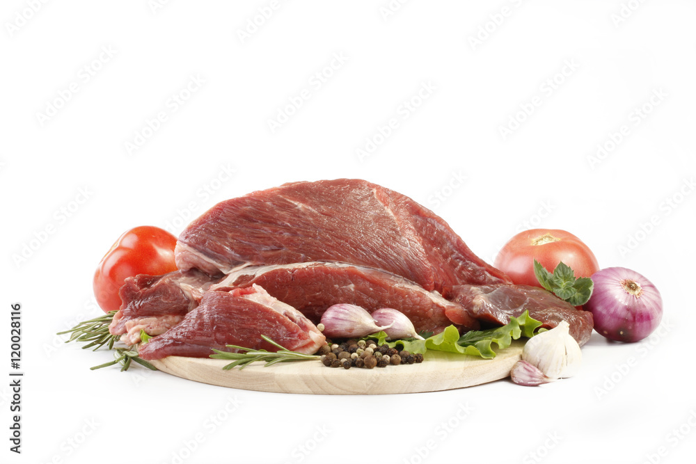 beef with spices and vegetables isolated