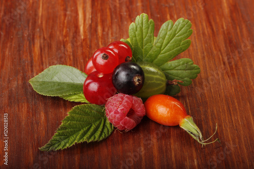 berries on wooden background