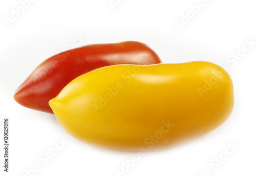 red and yellow tomatos isolated