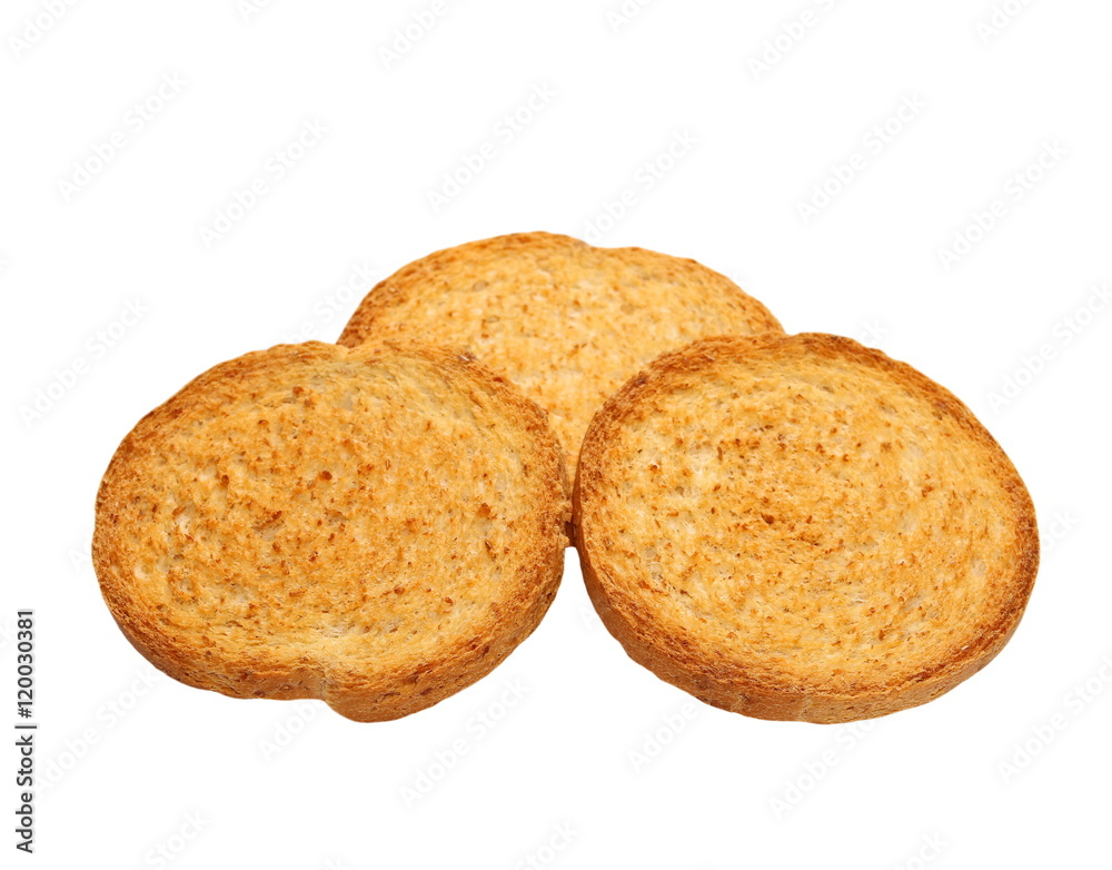 pile rusks with wholewheat flour, bread sliced isolated, whole wheat dry rusk bread, wholemeal bread isolated on white background