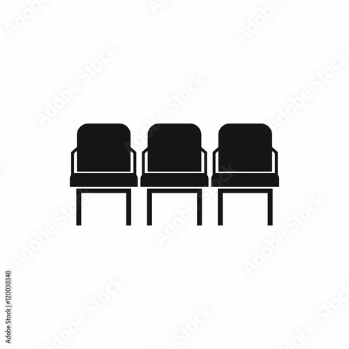 Chairs in the departure hall at airport icon in simple style isolated on white background vector illustration