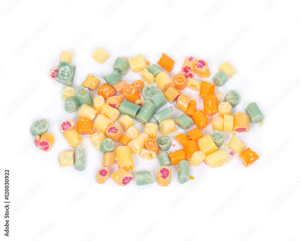 Hard home made all natural candies on white background Hard home made all natural candies on white background