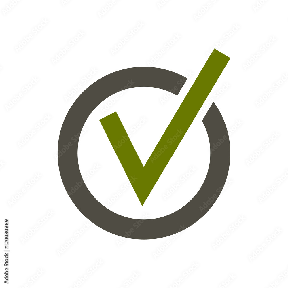 Checkmark in circle icon in flat style isolated on white background. Click and choice symbol vector illustration Checkmark in circle icon in flat style isolated on white background. Click and choice symbol vector illustration