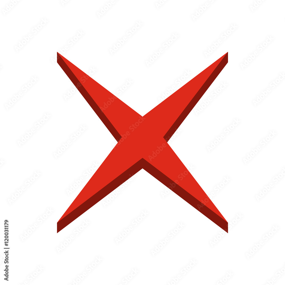 Red cross icon in flat style isolated on white background. Click and choice symbol vector illustration Red cross icon in flat style isolated on white background. Click and choice symbol vector illustration